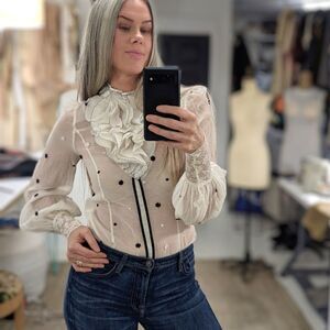 Silk Ruffle Blouse Bodysuit